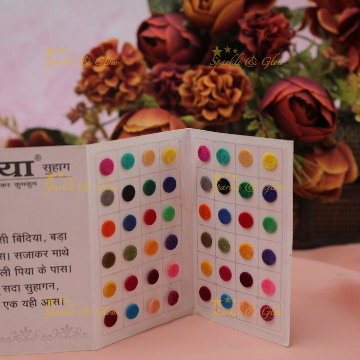 Navya Suhag round shaped multi colours plain bindi book - Sparkle and Glow - 