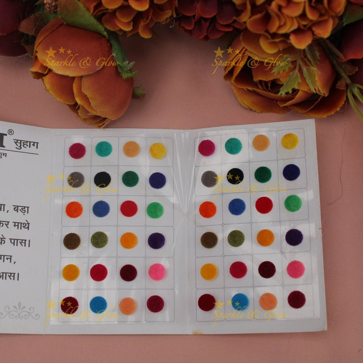 Navya Suhag round shaped multi colours plain bindi book - Sparkle and Glow - 
