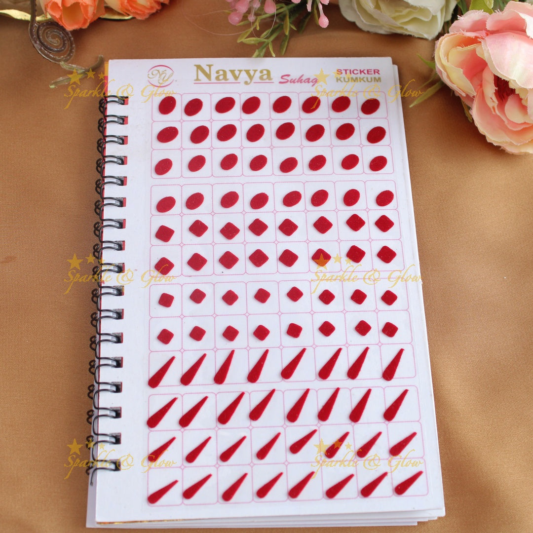 Navya Suhag plain different shaped multi colour bindi big book