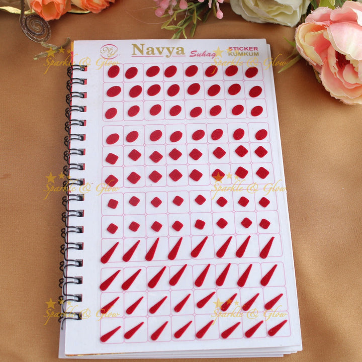 Navya Suhag plain different shaped multi colour bindi big book