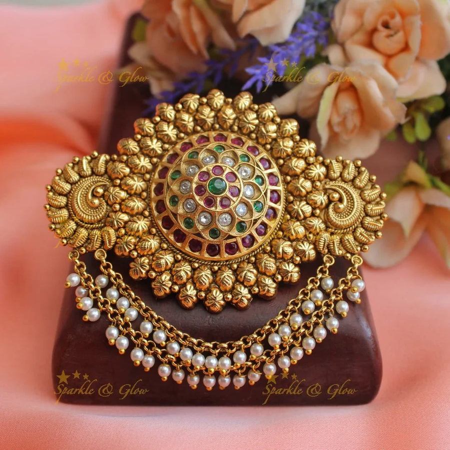 Stunning flower design kemp stone and pearl hair pin - Sparkle and Glow