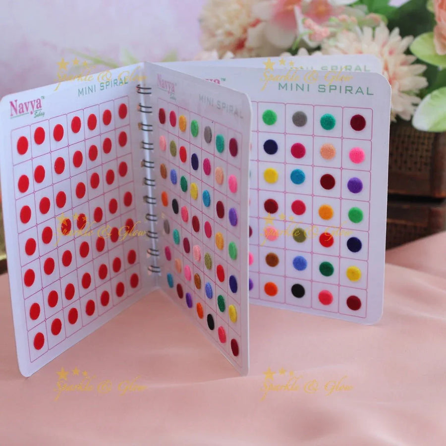 Navya Suhag simple plain round multi colour bindi big book - Sparkle and Glow