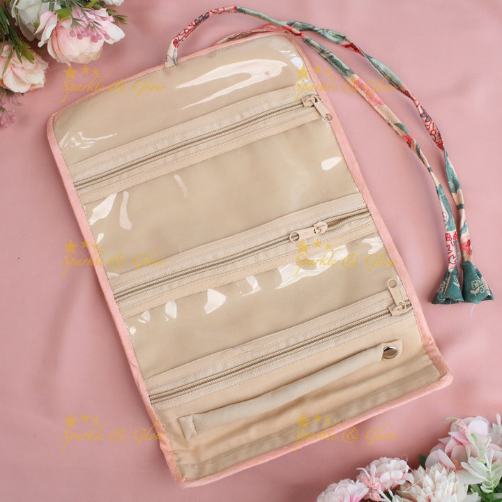 Simple and elegant leaf  printed jewellery organizer - Red