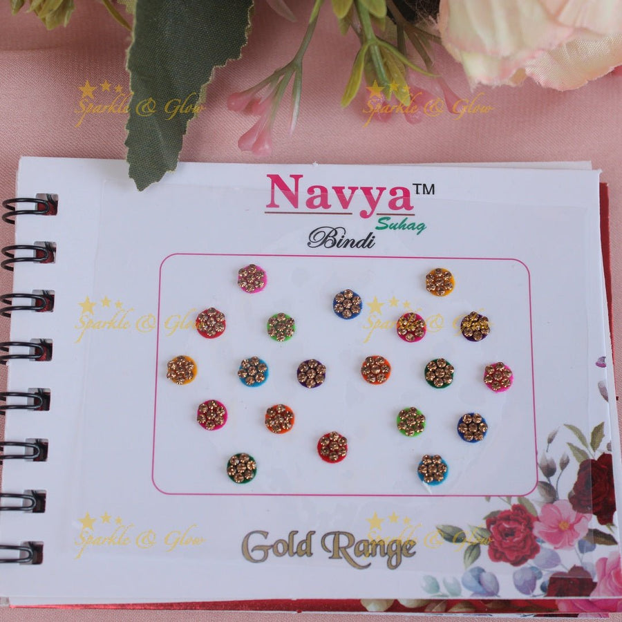 Navya Suhag stunning designs different shapes multi colours bindi small book - Sparkle and Glow - 