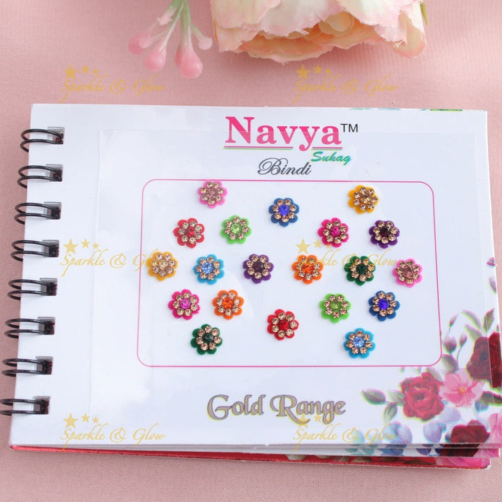 Navya Suhag gorgeous designs different shapes multi colours bindi small book - Sparkle and Glow - 