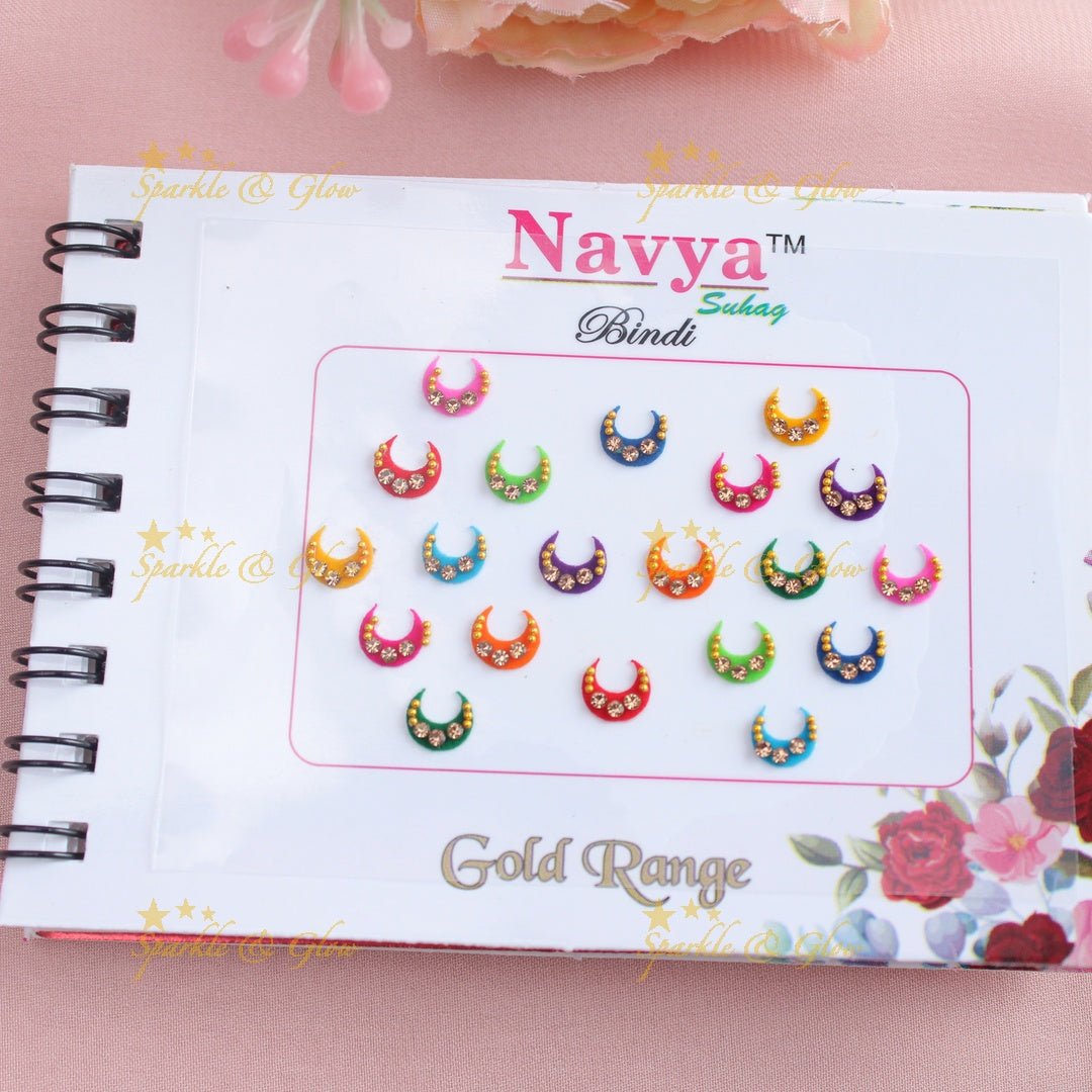 Navya Suhag gorgeous designs different shapes multi colours bindi small book - Sparkle and Glow - 