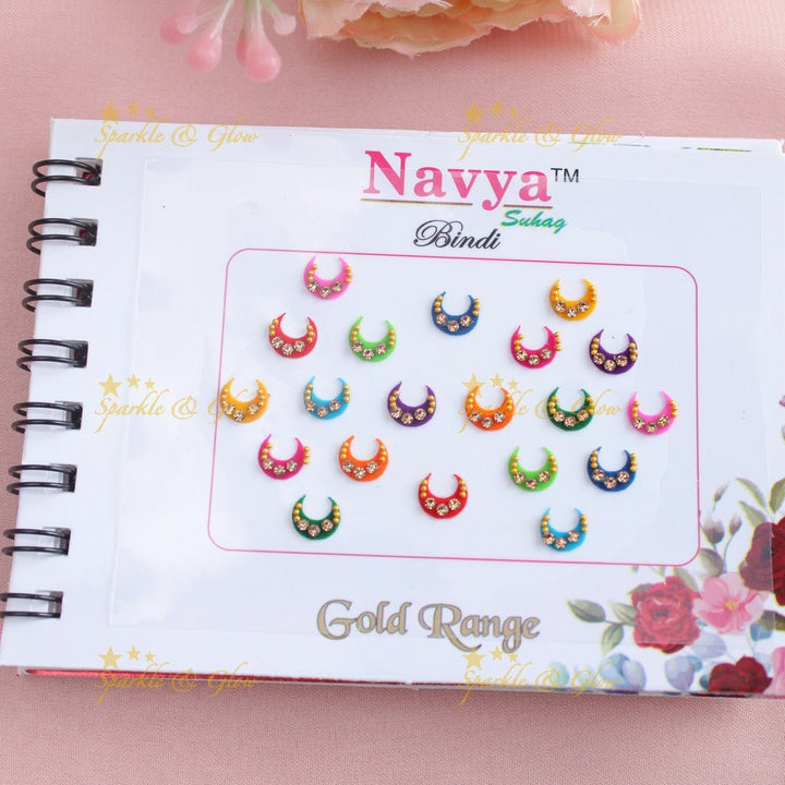 Navya Suhag gorgeous designs different shapes multi colours bindi small book - Sparkle and Glow - 