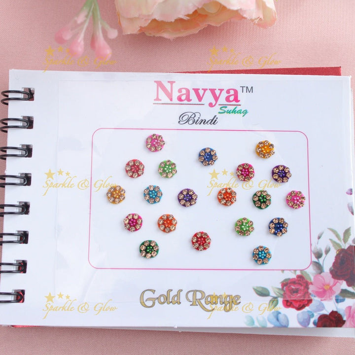 Navya Suhag gorgeous designs different shapes multi colours bindi small book - Sparkle and Glow - 