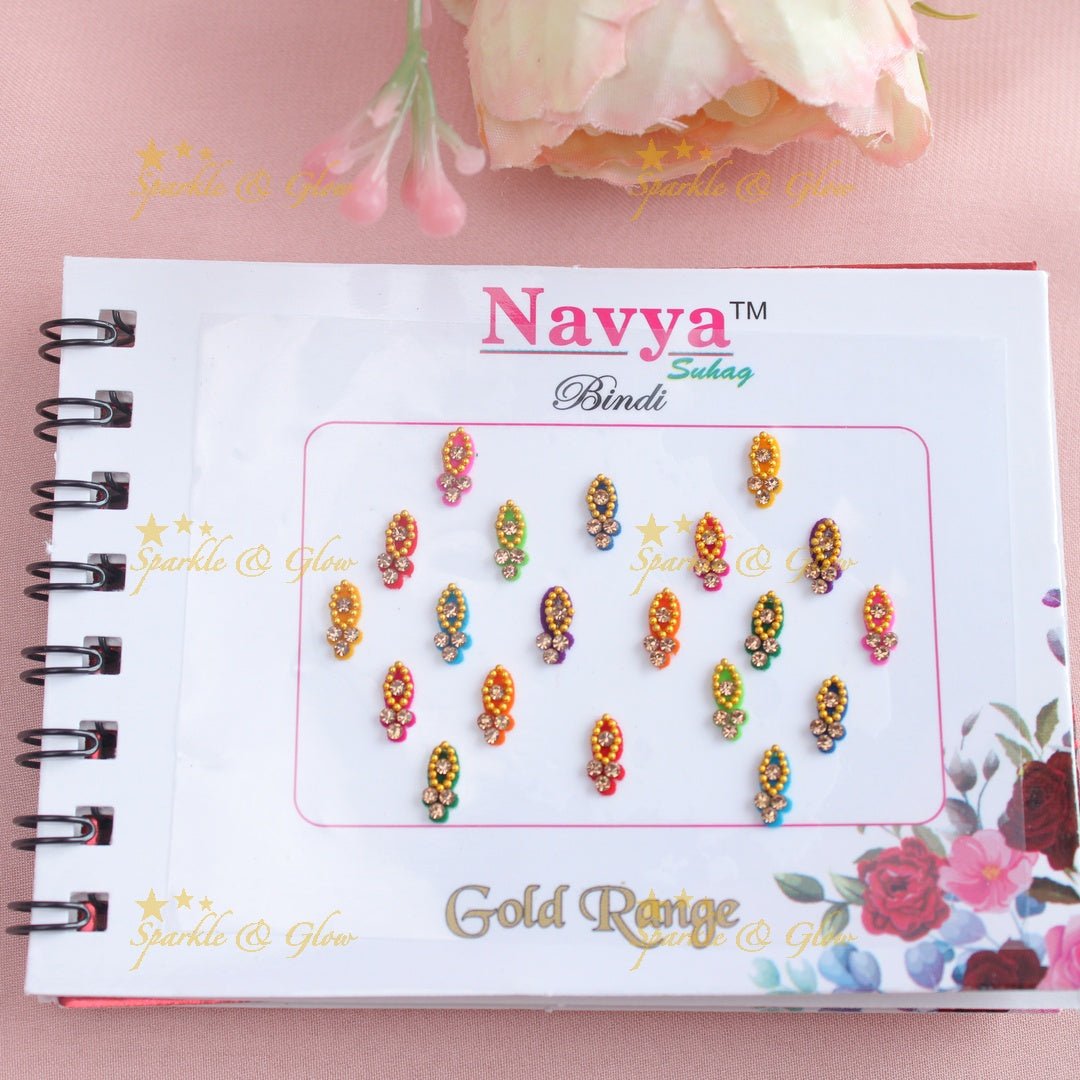 Navya Suhag gorgeous designs different shapes multi colours bindi small book - Sparkle and Glow - 