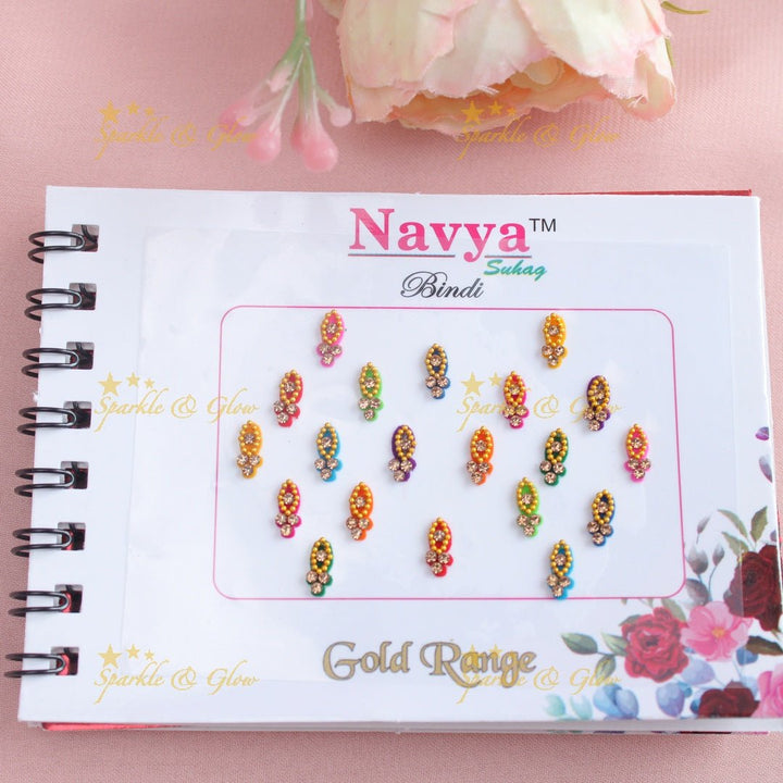 Navya Suhag gorgeous designs different shapes multi colours bindi small book - Sparkle and Glow - 