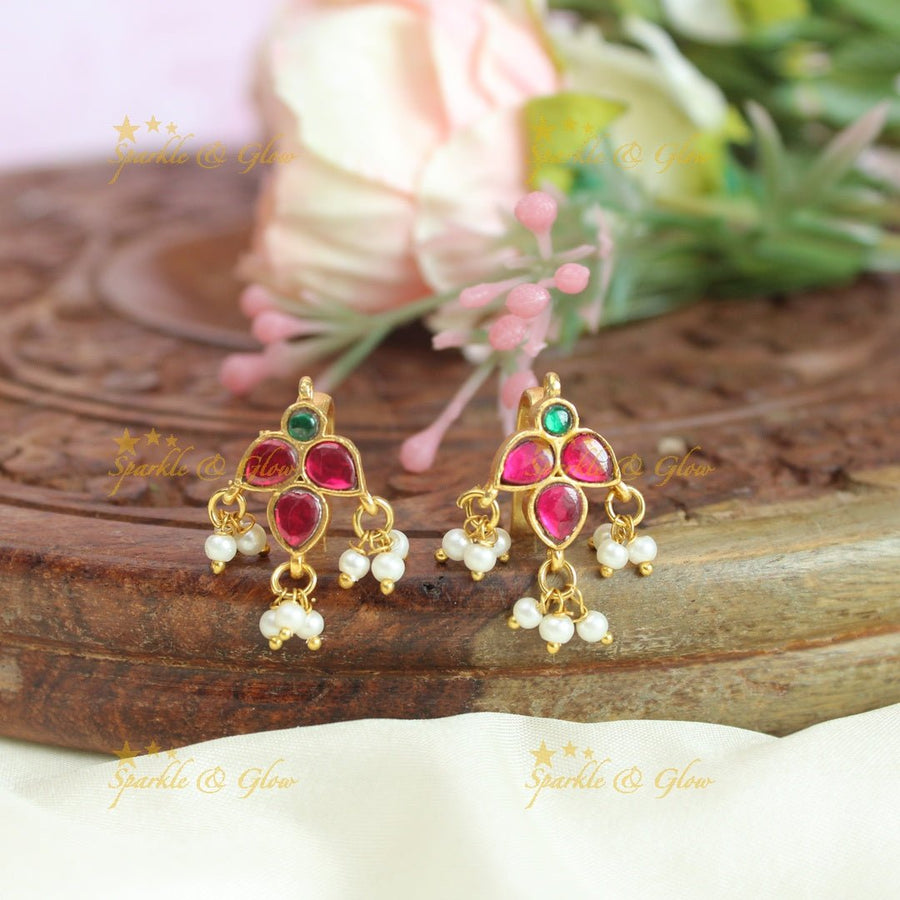 Beautiful jadau fusion bugadi earrings - Sparkle and Glow - 