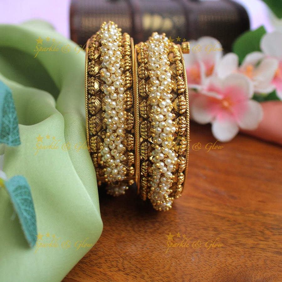 Beautiful Gold and Pearl Bangles - 2.4 - Sparkle and Glow - 2.4 - 