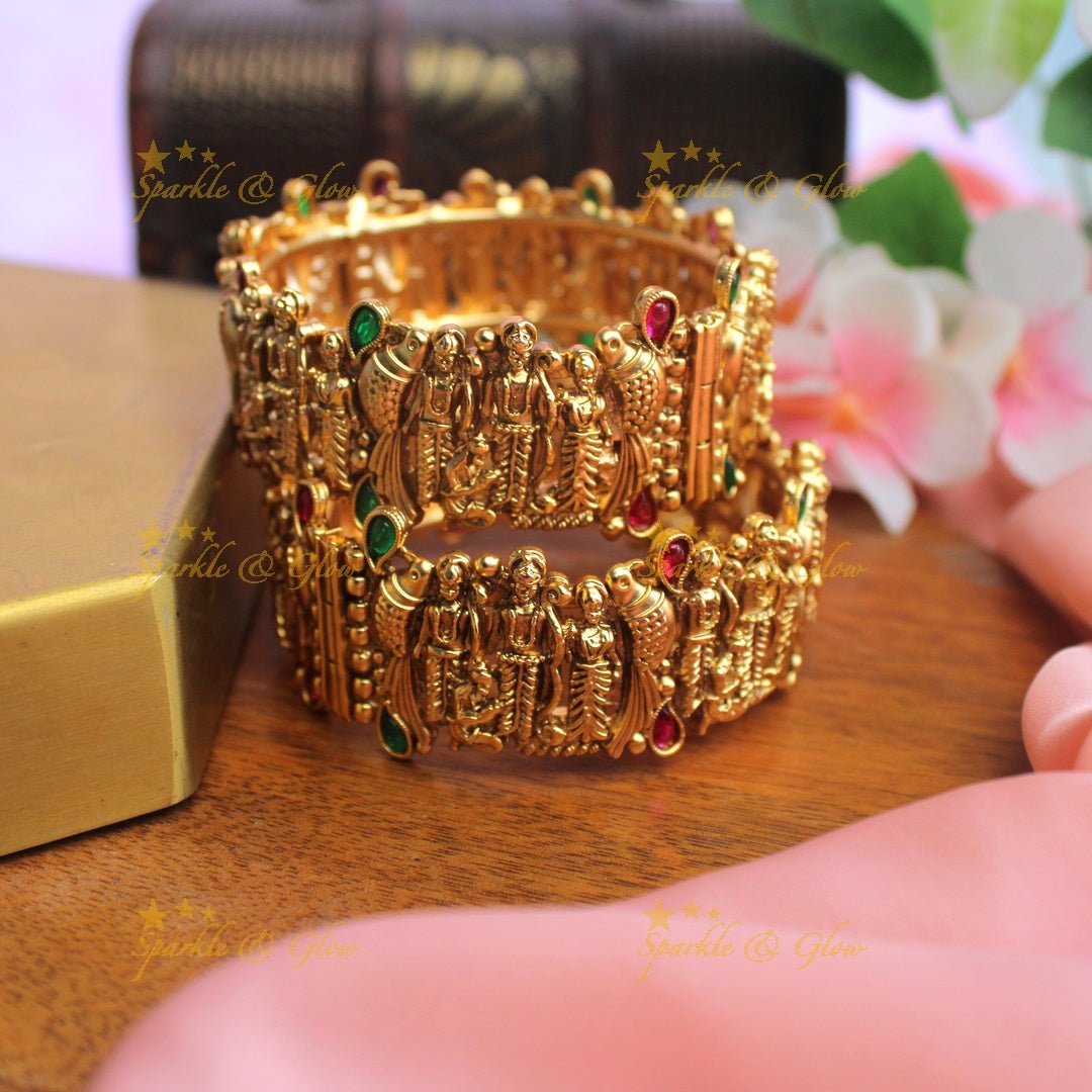 Gorgeous gold alike Ram parivar design bangles - 2.4 - Sparkle and Glow - 2.4 - 