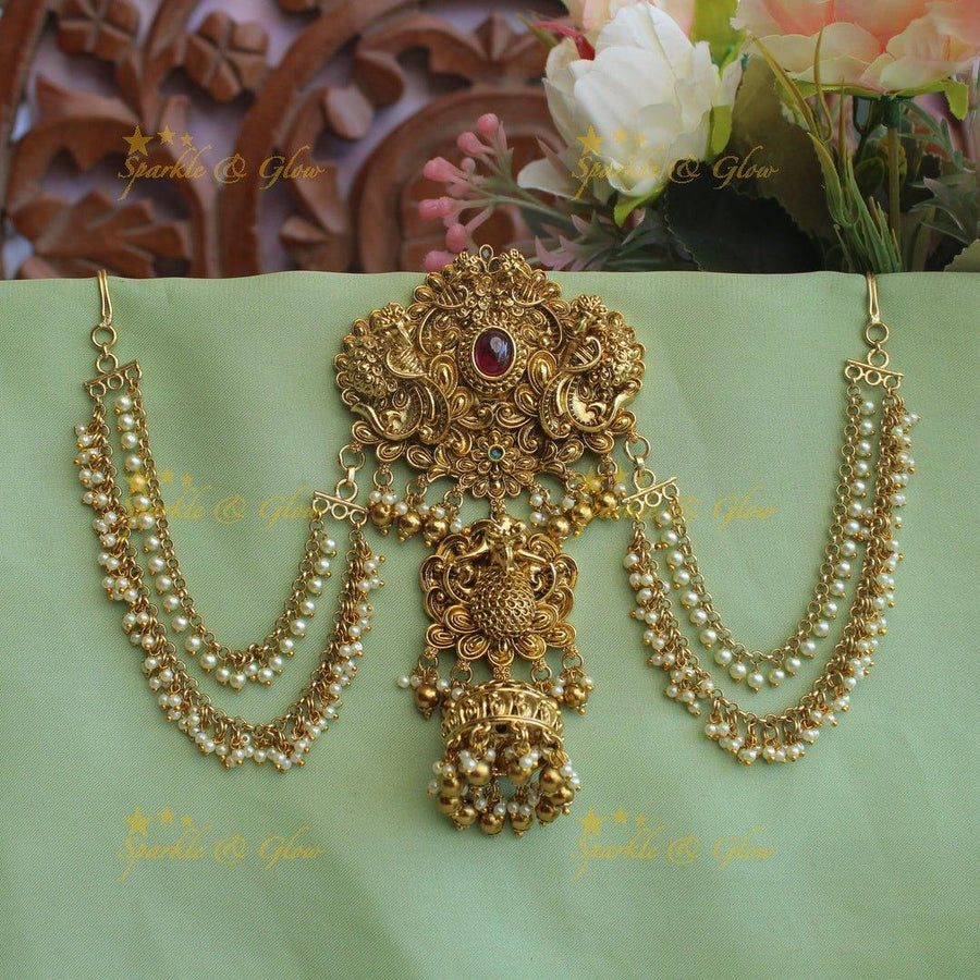Pretty floral design Jada billa with pearl beads maatil - Sparkle and Glow