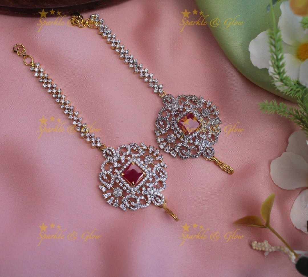 Stunning Ruby Square stone Flower design AD Mattal-Ruby - Sparkle and Glow