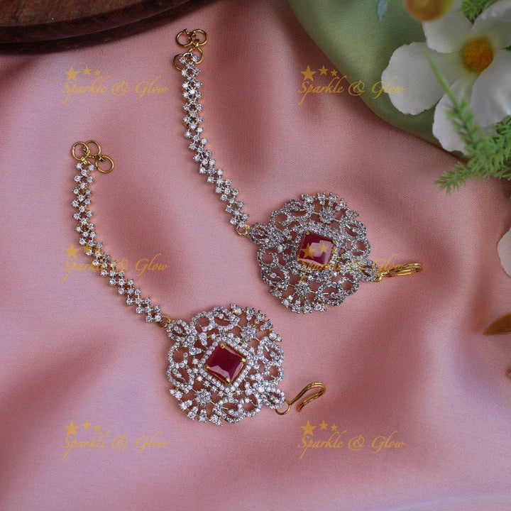 Stunning Ruby Square stone Flower design AD Mattal-Ruby - Sparkle and Glow
