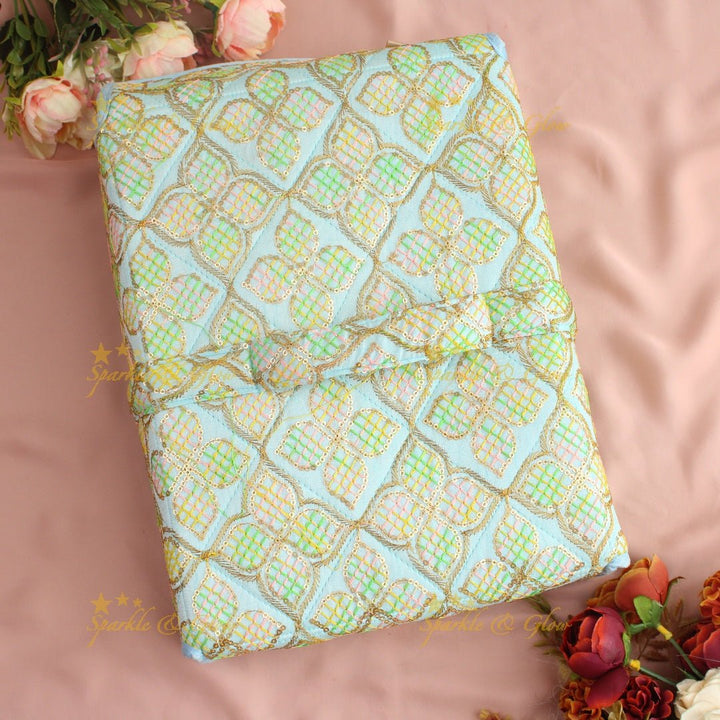 Leaf print multiple section jewellry organizer - Cream - Sparkle and Glow - Blue - 