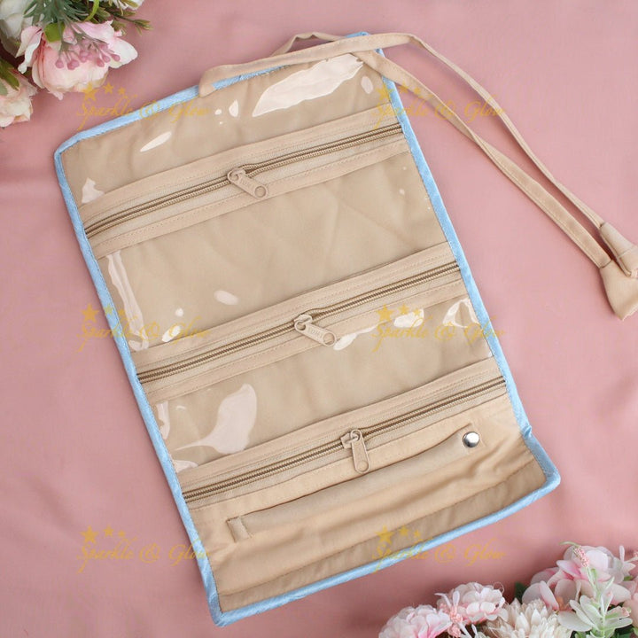 Leaf print multiple section jewellry organizer - Cream - Sparkle and Glow - Cream - 
