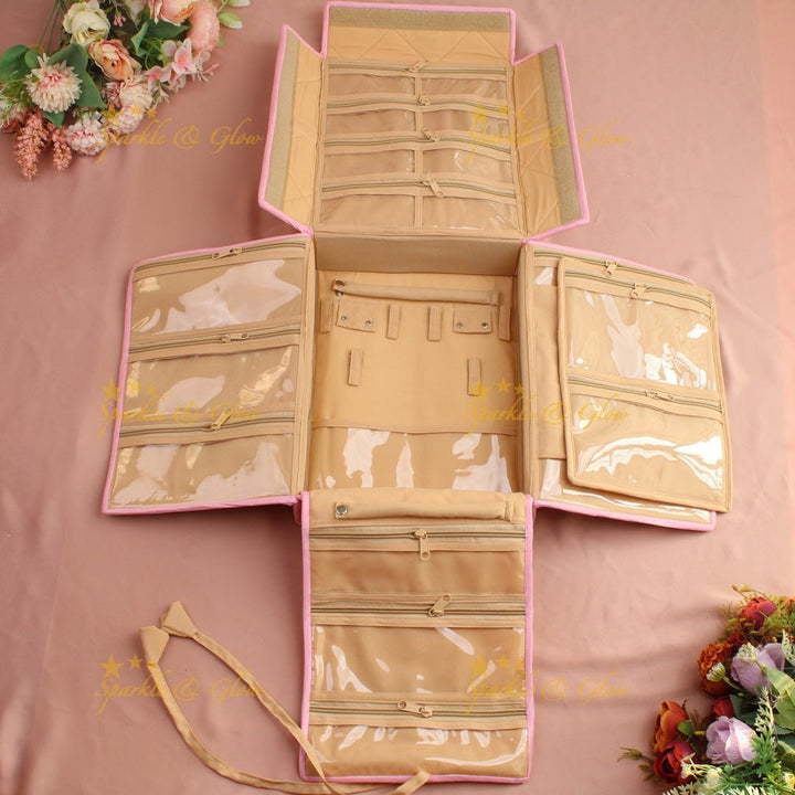 Pretty embroidery design jewellery organiszer - Pink - Sparkle and Glow - Red - 