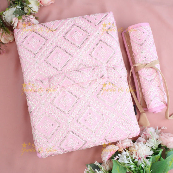 Pretty embroidery design jewellery organiszer - Pink - Sparkle and Glow - Pink - 