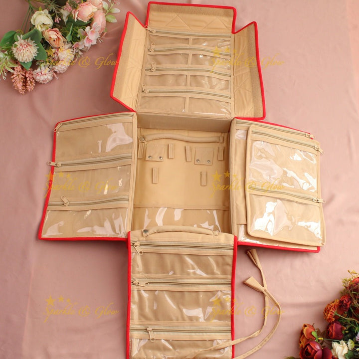 Pretty embroidery design jewellery organiszer - Pink - Sparkle and Glow - Pink - 