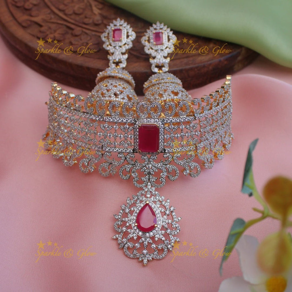 Stunning Diamond Replica Exquisite GJ polish Choker - Green - Sparkle and Glow - 