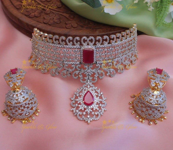 Stunning Diamond Replica Exquisite GJ polish Choker - Green - Sparkle and Glow - 