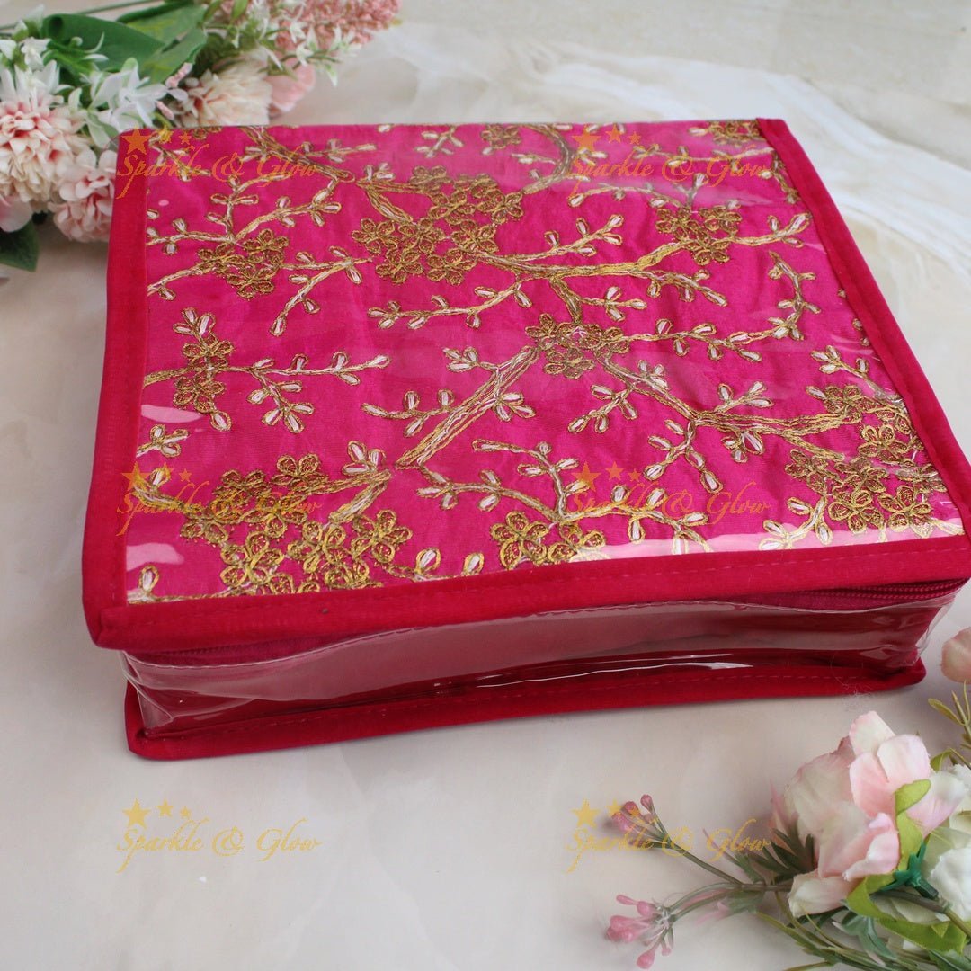 Beautiful embroidery design jewellery organiszer - Pink - Sparkle and Glow - Pink - 