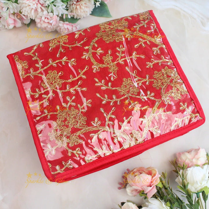 Beautiful embroidery design jewellery organiszer - Pink - Sparkle and Glow - Red - 