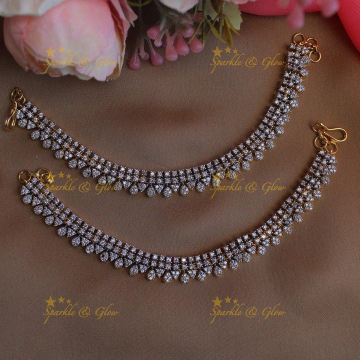 Stunning Multi Shaped Single line American diamond Earchain - Sparkle and Glow