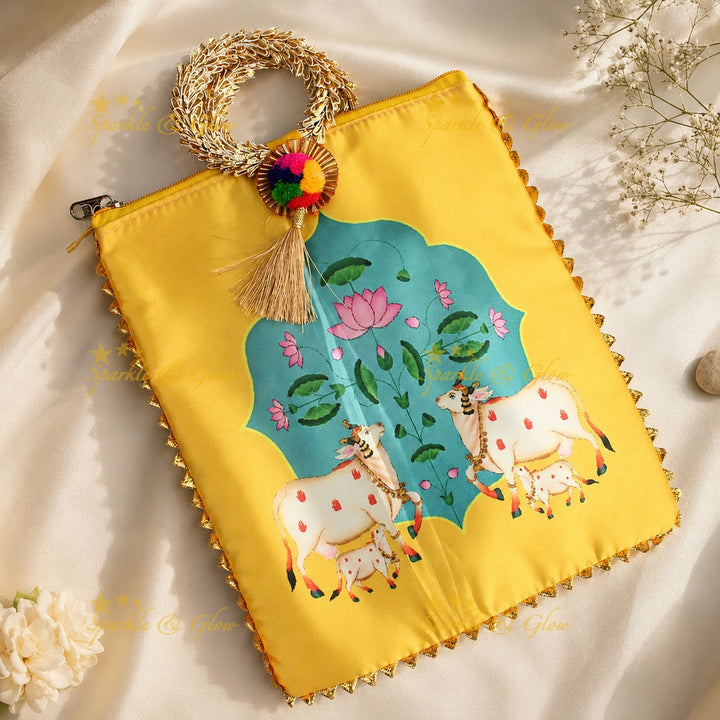 Cow Print Potli Bags - Set of 10pcs, Assorted Colors for Gifts