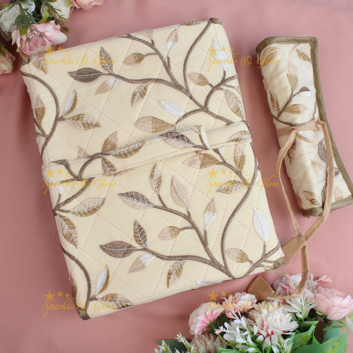 Simple and elegant leaf  printed jewellery organizer - Red