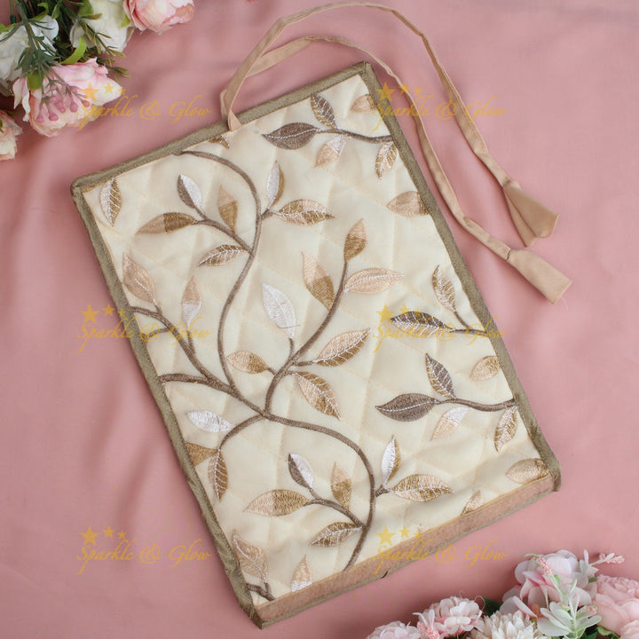Simple and elegant leaf  printed jewellery organizer - Red