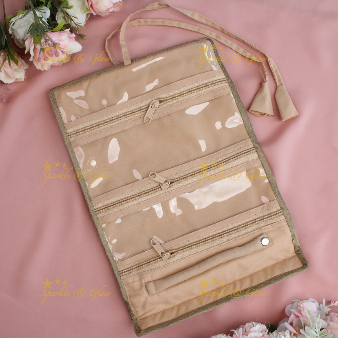 Simple and elegant leaf  printed jewellery organizer - Red