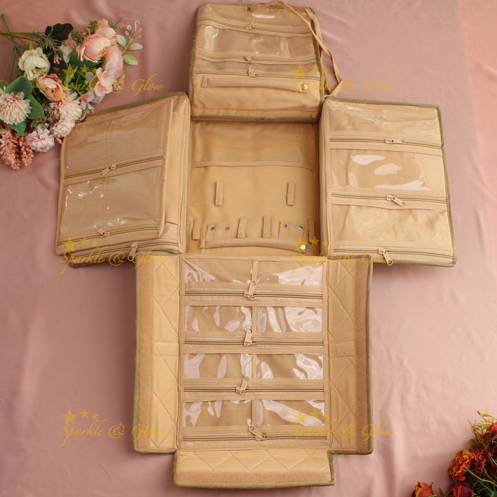 Flower and leaf embroidery jewellery organizer