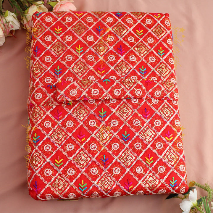Simple and elegant leaf  printed jewellery organizer - Red