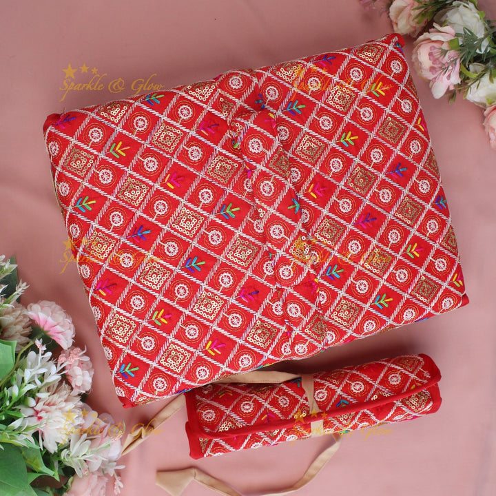 Simple and elegant leaf  printed jewellery organizer - Red