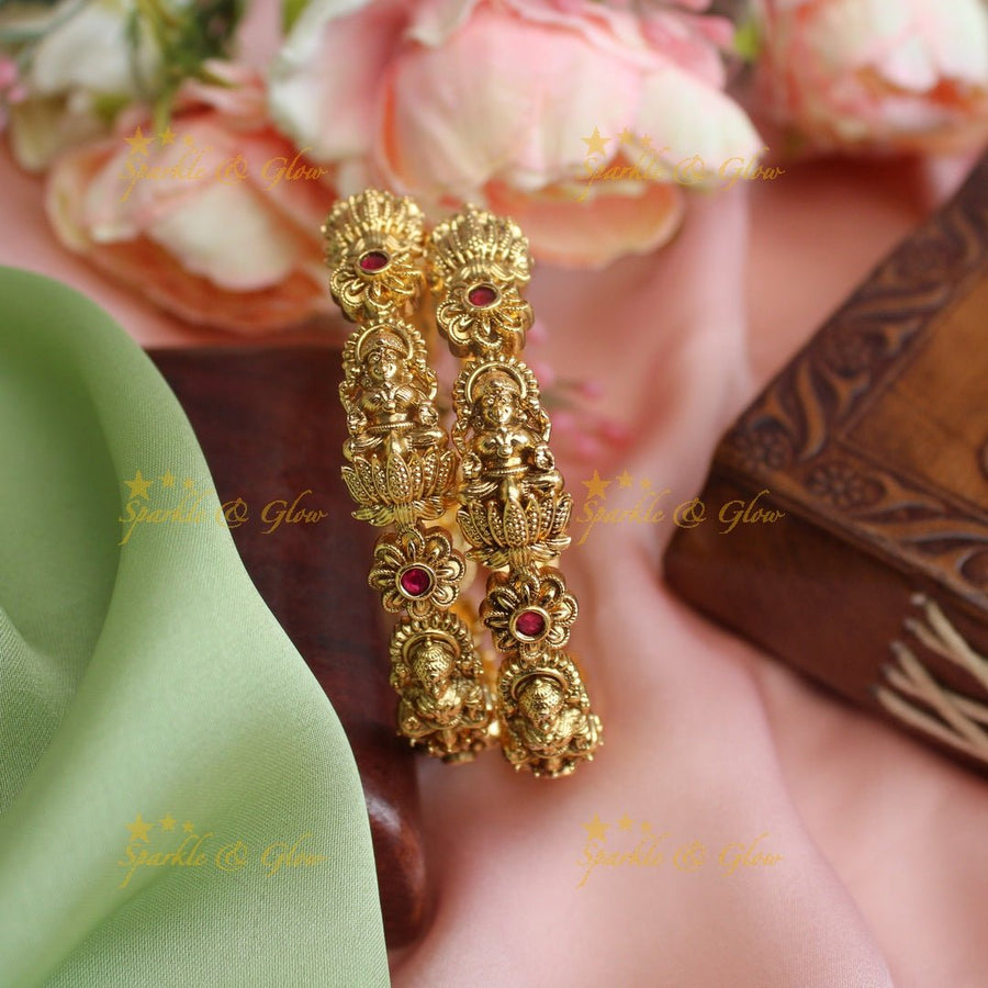 Gorgeous lakshmi and floral design bangles - 2.4 - Sparkle and Glow - 2.4 - 