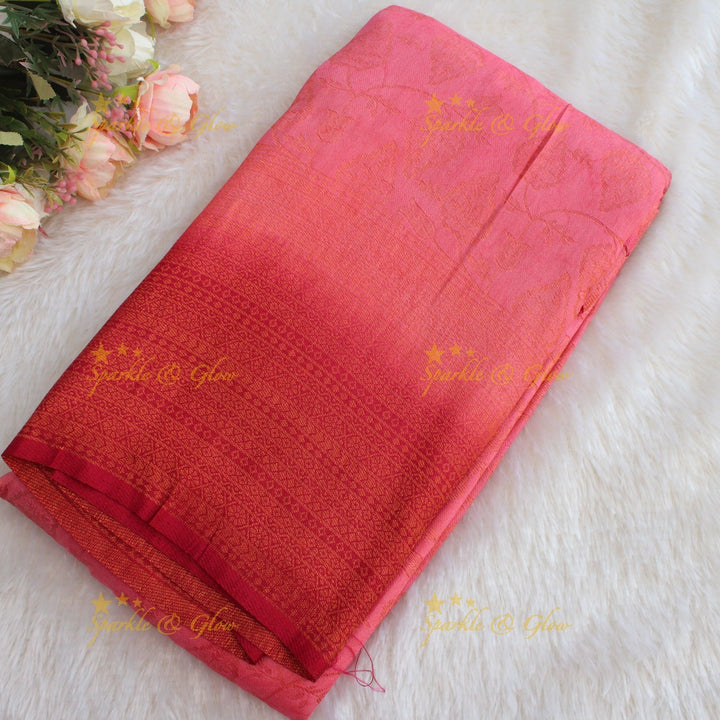 Pretty leaf printed light green with dark green border kubera pattu soft silk saree - Light green