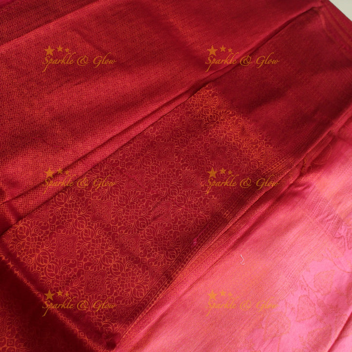 Pretty leaf printed light green with dark green border kubera pattu soft silk saree - Light green