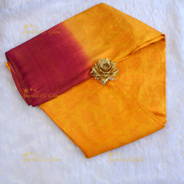 Pretty leaf printed light green with dark green border kubera pattu soft silk saree - Light green