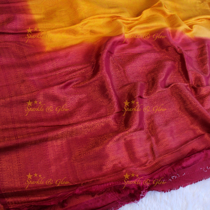 Pretty leaf printed light green with dark green border kubera pattu soft silk saree - Light green