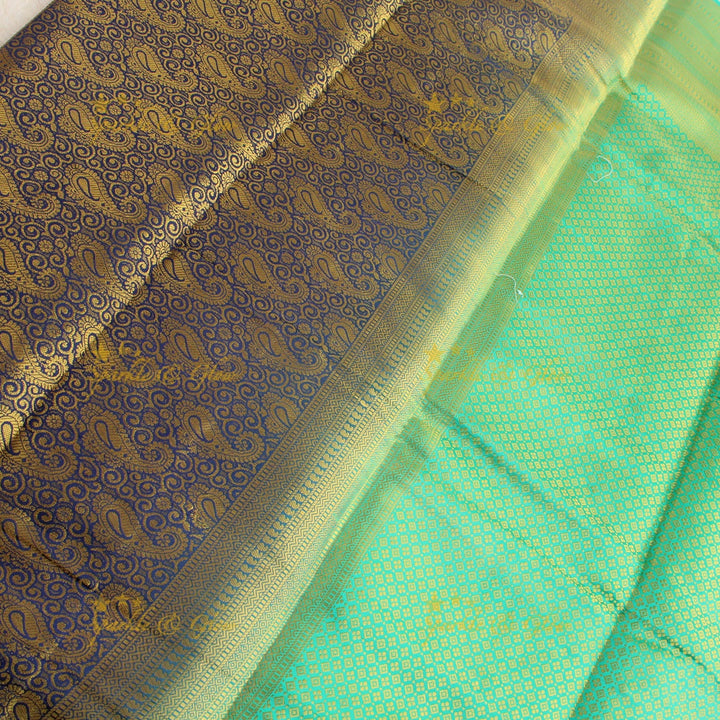 Beautiful parrot green colour with orange pallu kubera pattu soft silk saree with blouse piece - Parrot green