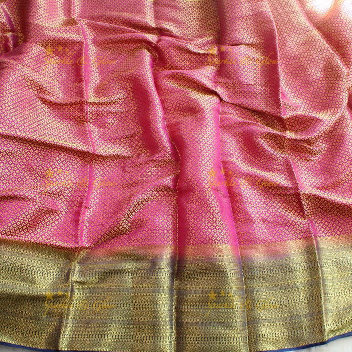 Beautiful parrot green colour with orange pallu kubera pattu soft silk saree with blouse piece - Parrot green