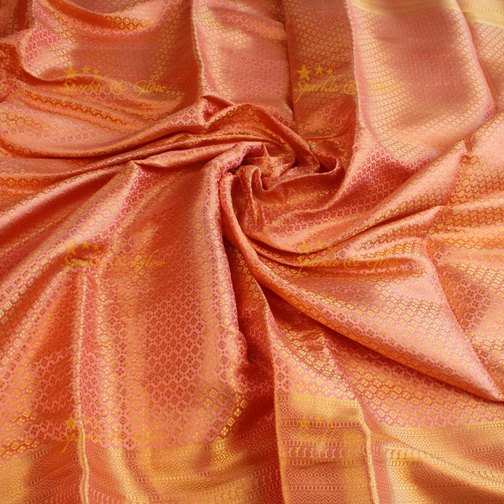 Beautiful parrot green colour with orange pallu kubera pattu soft silk saree with blouse piece - Parrot green