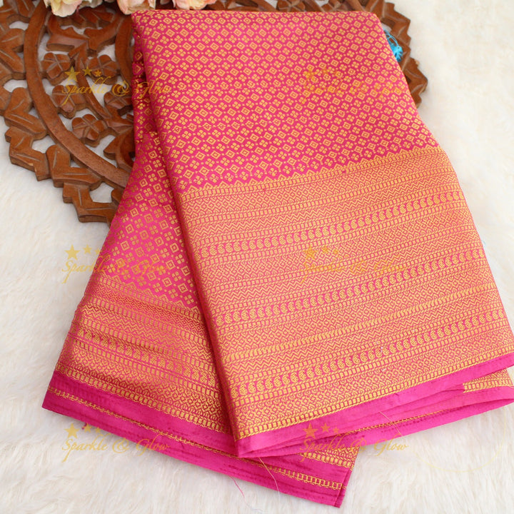 Beautiful parrot green colour with orange pallu kubera pattu soft silk saree with blouse piece - Parrot green