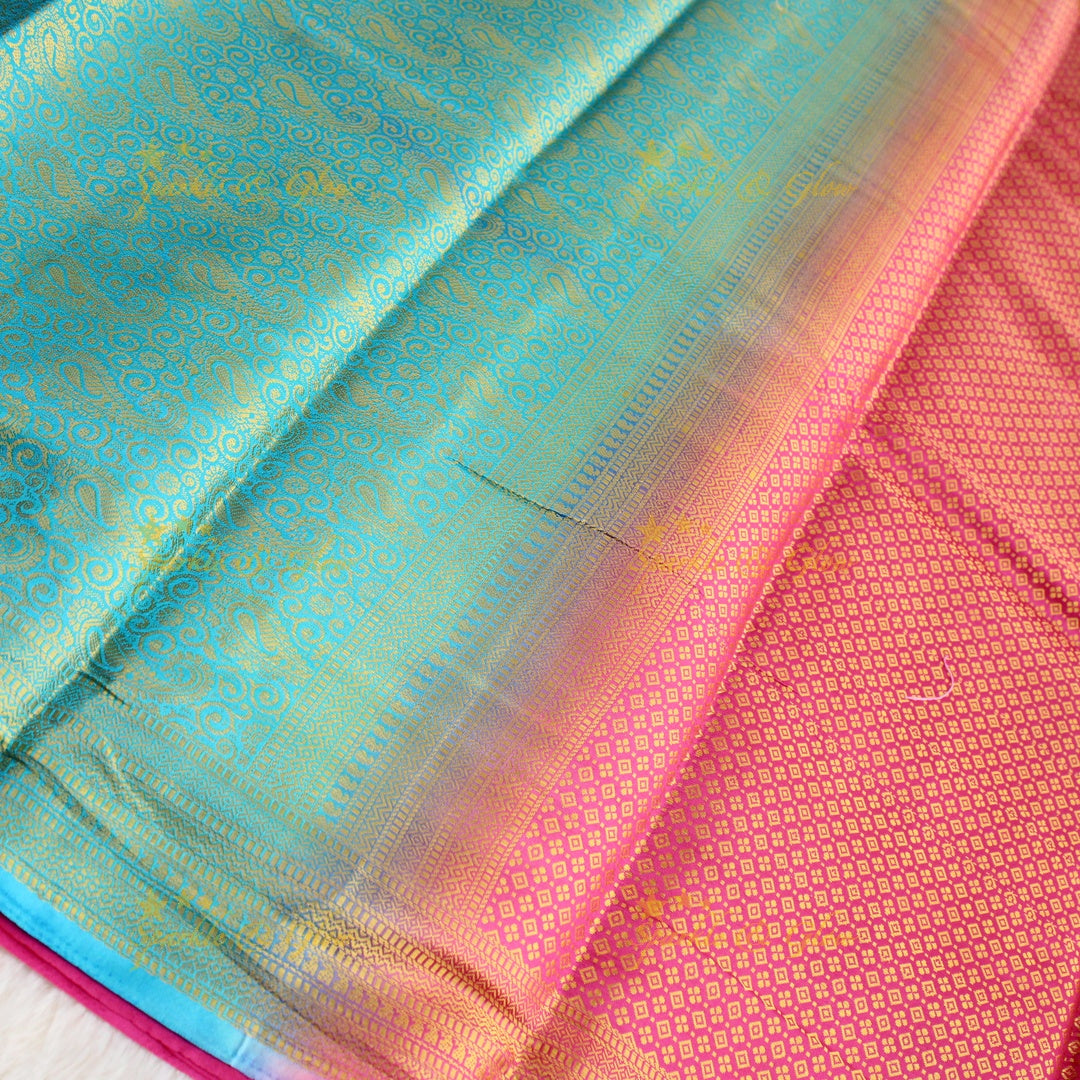 Beautiful parrot green colour with orange pallu kubera pattu soft silk saree with blouse piece - Parrot green