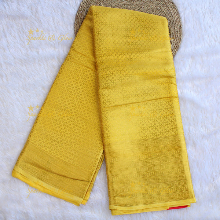 Beautiful parrot green colour with orange pallu kubera pattu soft silk saree with blouse piece - Parrot green