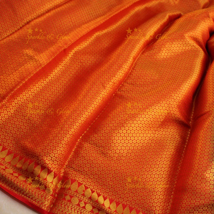 Gorgeous sky blue saree with orange pallu kubera pattu soft silk saree with blouse piece - Sparkle and Glow