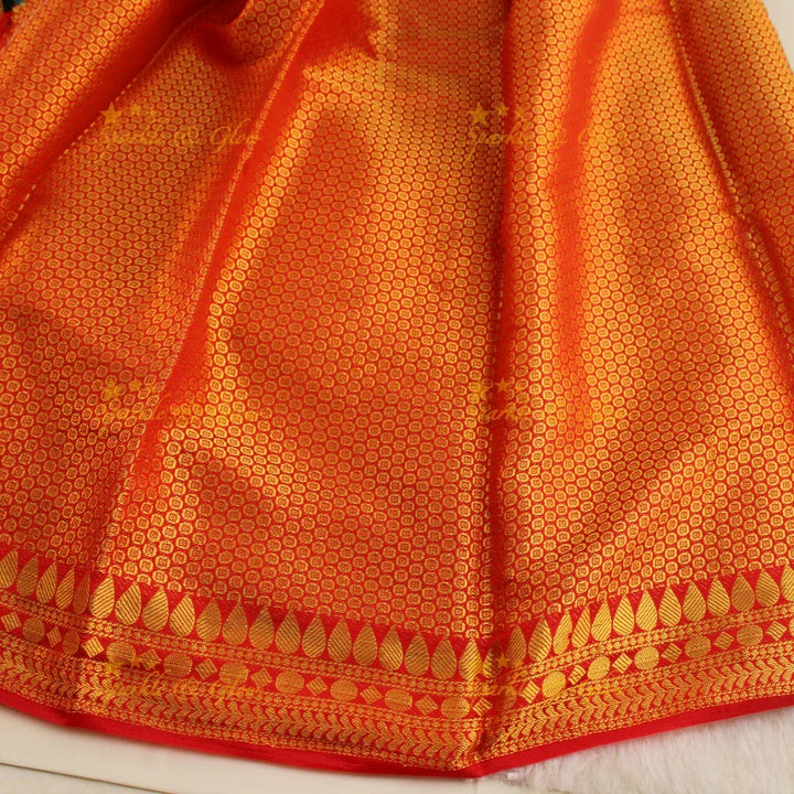 Gorgeous sky blue saree with orange pallu kubera pattu soft silk saree with blouse piece - Sparkle and Glow